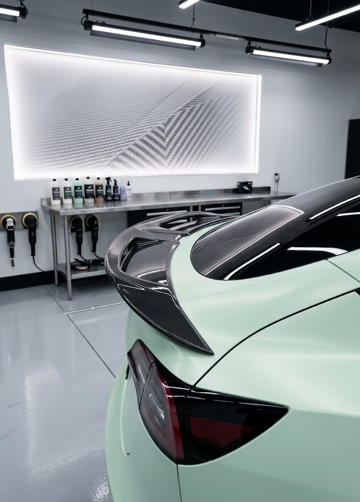 2020-2025 Tesla Model Y Massive rear spoiler - ABS plastic, front view | EVP Performance